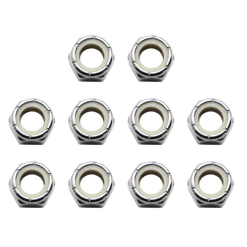 STORMCUBE 1/2"-13 Nylon Insert Hex Lock Nuts 10 Pack 304 Stainless Steel Self-Locking Nylon Lock Nuts Plain Finish for Industrial Construction Fasteners - Image 1